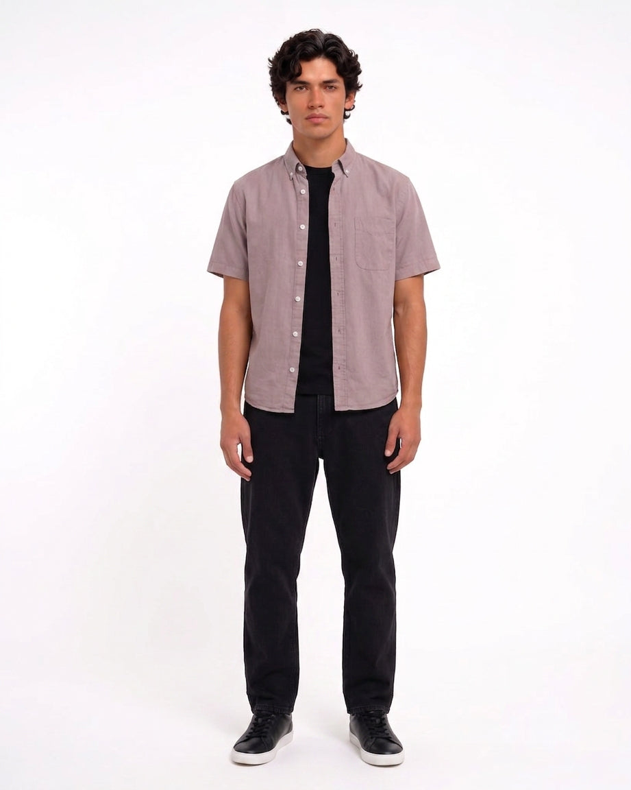 Cool Bee Oxford Casual Half Shirt Maroon for Men - Premium Half Sleeve Casual Shirt India - Detail View