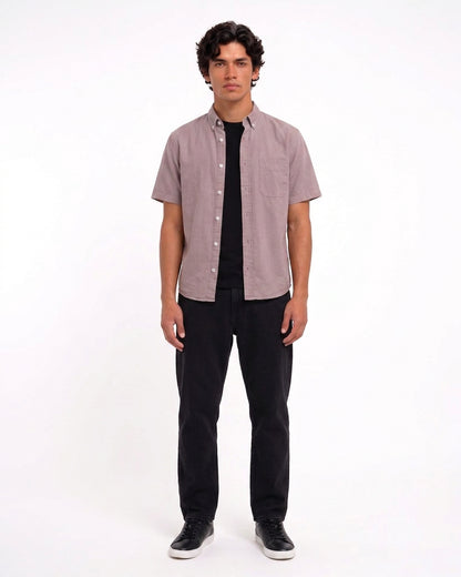 Cool Bee Oxford Casual Half Shirt Maroon for Men - Premium Half Sleeve Casual Shirt India - Detail View