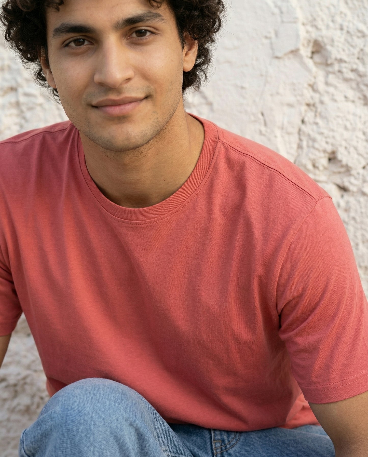 Cool Bee Essential Cotton Crew Neck T-Shirt Red for Men - Red Regular Fit Tee India - Back View