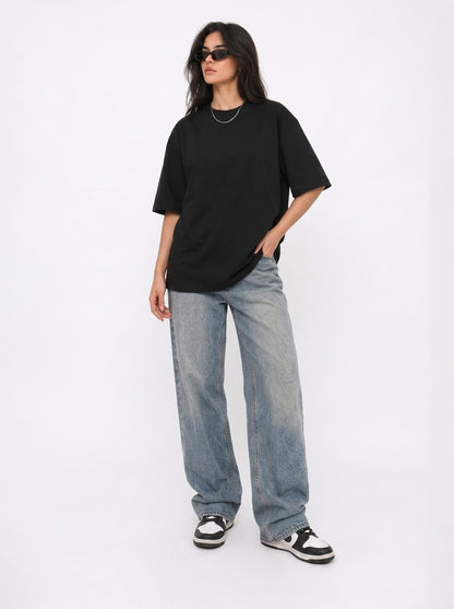 Cool Bee Tee Black for Women - Black Oversized Graphic Tee Streetwear India - Lifestyle View