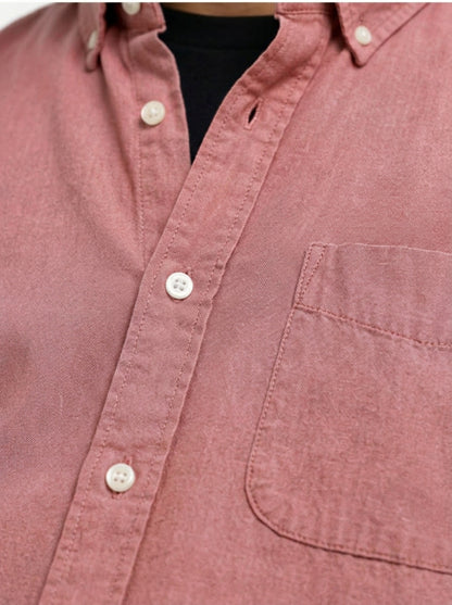 Cool Bee Oxford Casual Half Shirt Raspberry Red for Men - Premium Half Sleeve Casual Shirt India - Lifestyle View