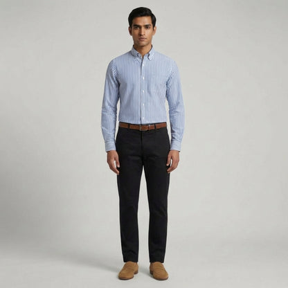 Super Premium Slim Fit Blue Deep Striped Oxford Shirt
