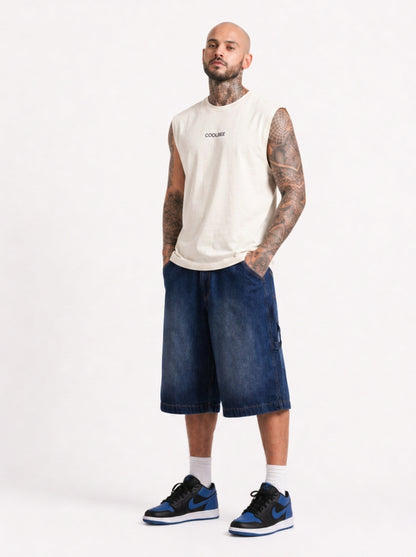 Cool Bee Men Tank Tees White for Men - White Tank Top Gym Casual India - Lifestyle View