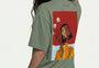 Cubist Bloom Oversize Tee Green