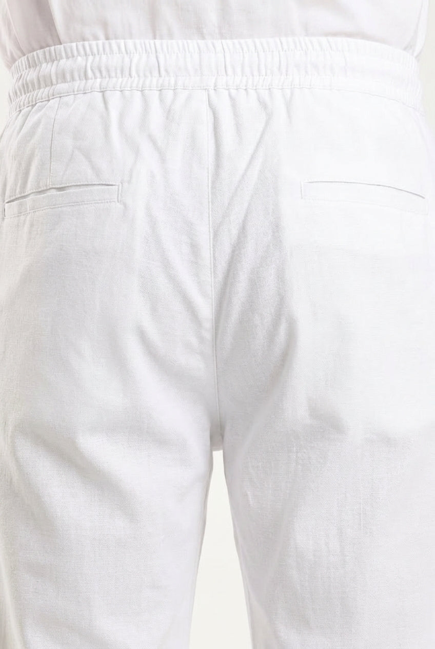 Cool Bee Linen Travel Pants White for Men - White Linen Travel Pants Lightweight India - Lifestyle View