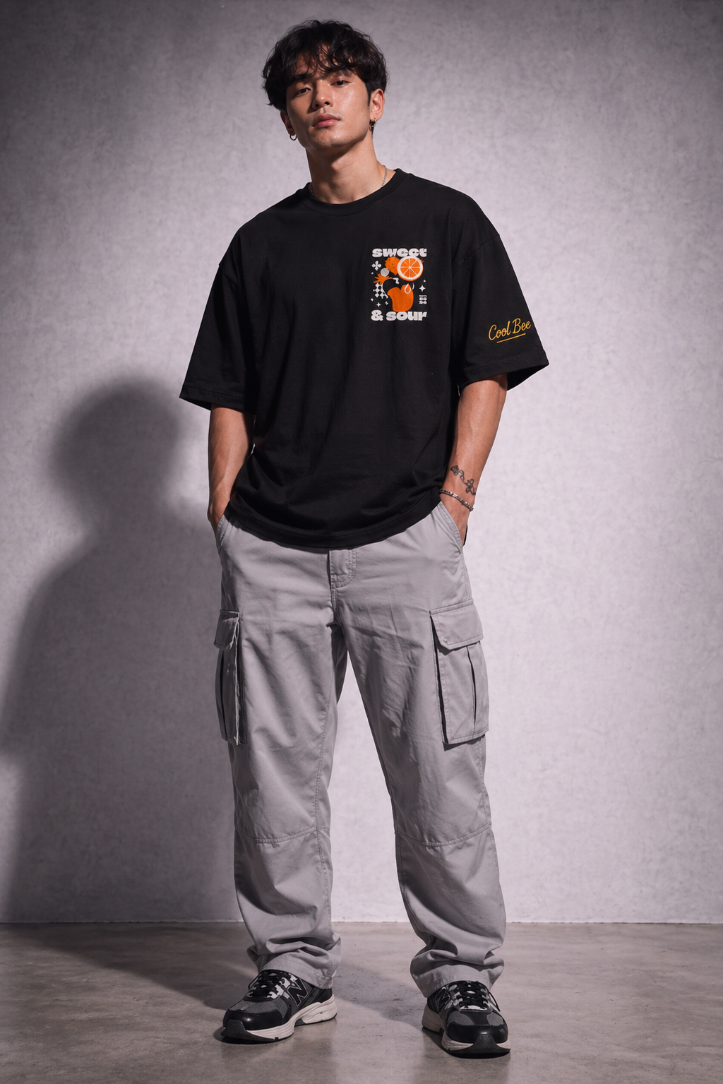 Cool Bee Sweet-Sour Tee Black for Men - Oversized Graphic Tee Streetwear India - Lifestyle View