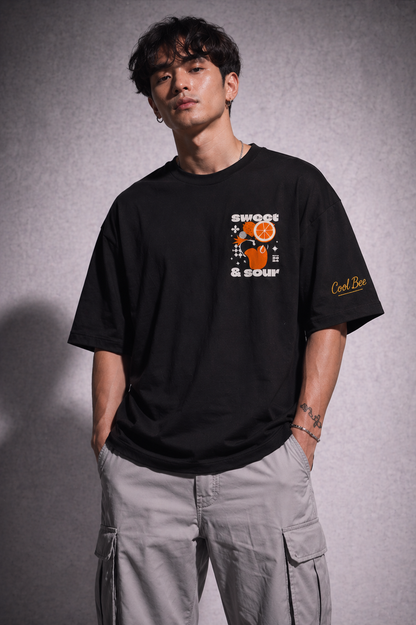 Cool Bee Sweet-Sour Tee Black for Men - Black Oversized Graphic Tee Streetwear India