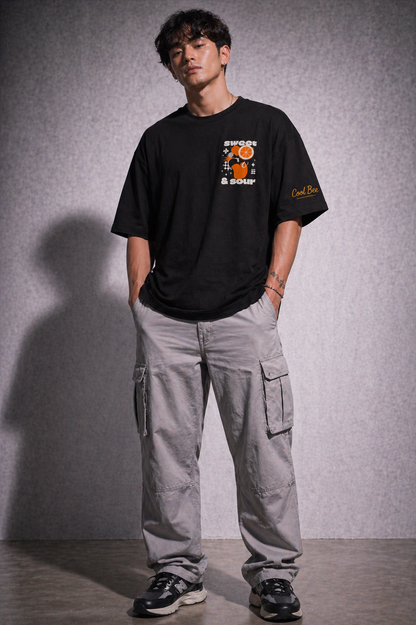 Cool Bee Sweet-Sour Tee Black for Men - Oversized Graphic Tee Streetwear India - Detail View