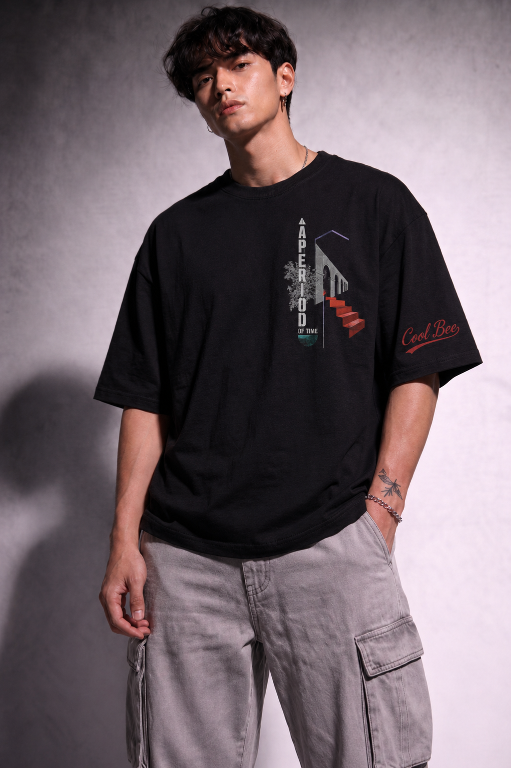 Cool Bee The Archway Tee Black for Men - Black Oversized Graphic Tee Streetwear India