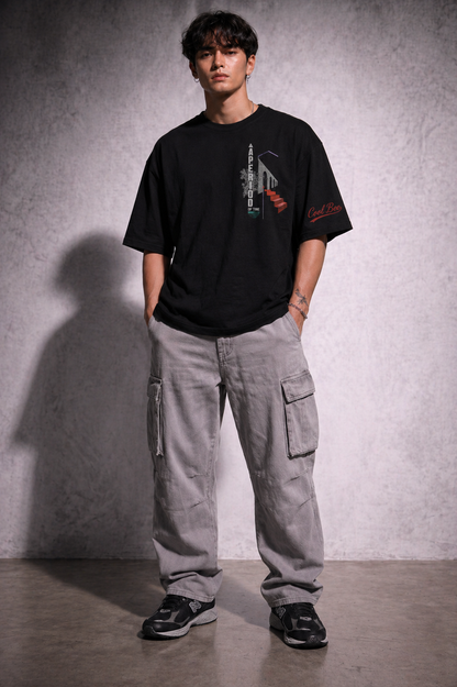 Cool Bee The Archway Tee Black for Men - Oversized Graphic Tee Streetwear India - Lifestyle View