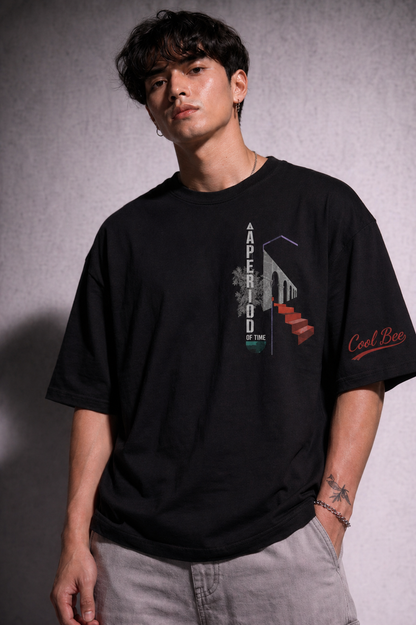 Cool Bee The Archway Tee Black for Men - Oversized Graphic Tee Streetwear India - Detail View