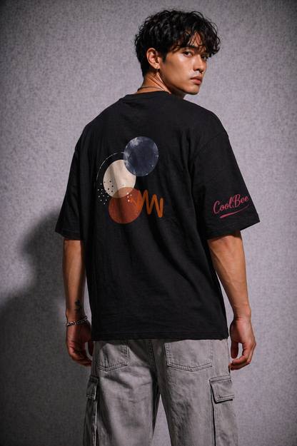 Cool Bee CoolBee Orbit Tee Black for Men - Oversized Graphic Tee Streetwear India - Back View