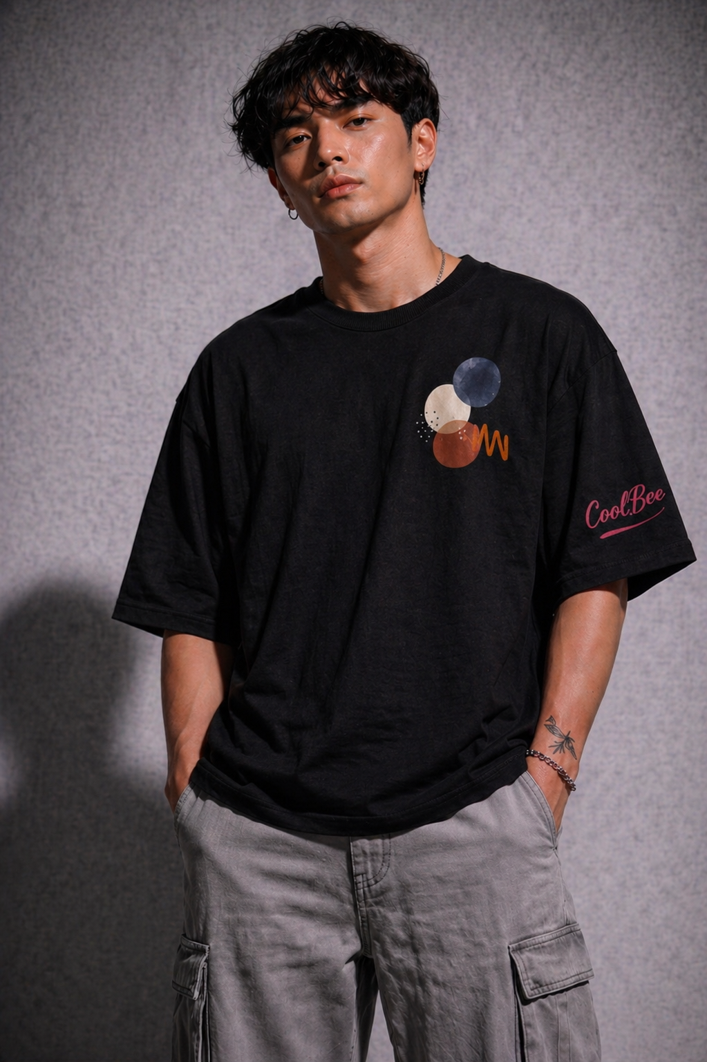 Cool Bee CoolBee Orbit Tee Black for Men - Black Oversized Graphic Tee Streetwear India