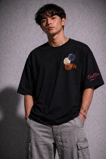 Cool Bee CoolBee Orbit Tee Black for Men - Black Oversized Graphic Tee Streetwear India
