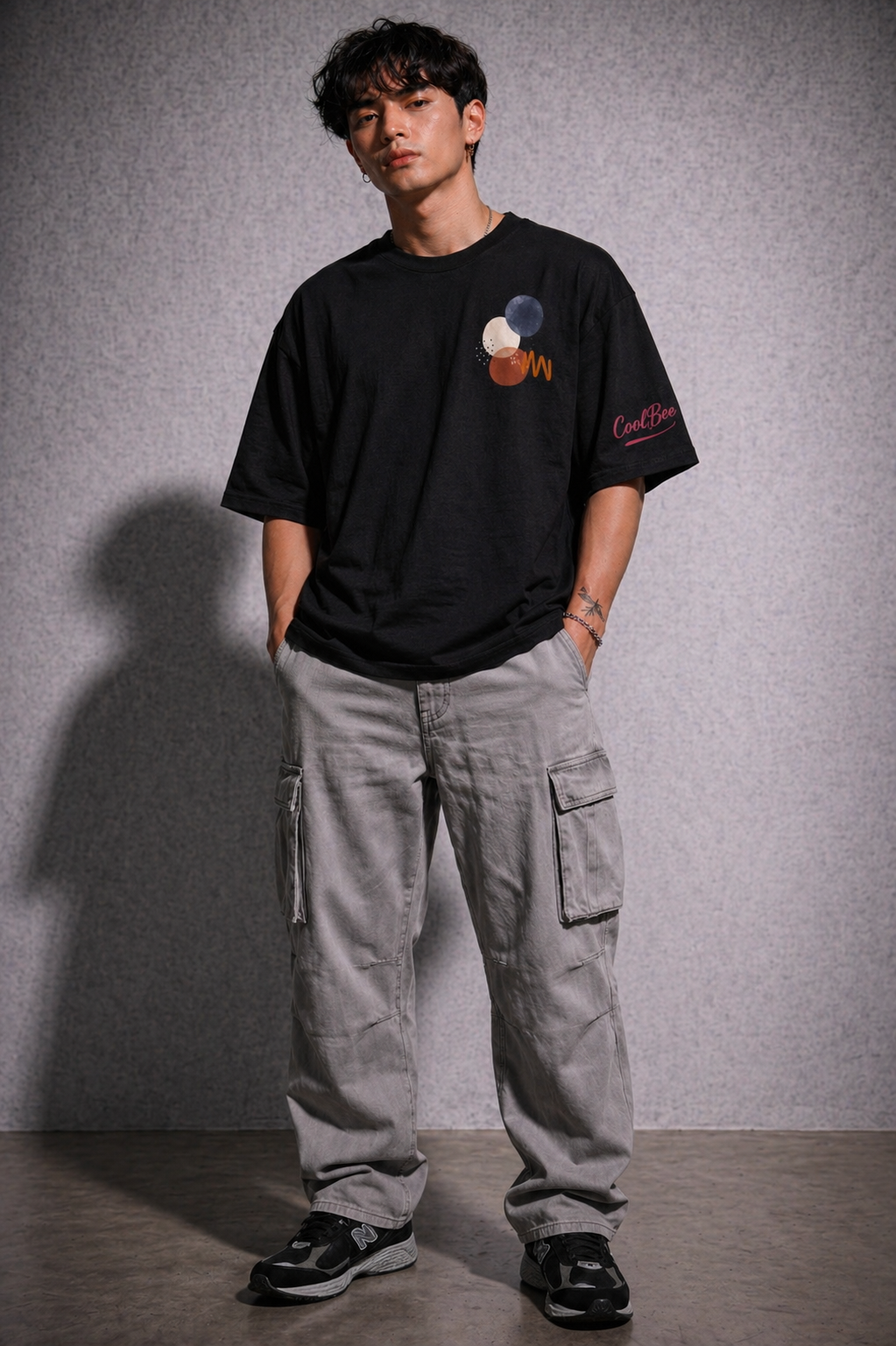 Cool Bee CoolBee Orbit Tee Black for Men - Oversized Graphic Tee Streetwear India - Detail View