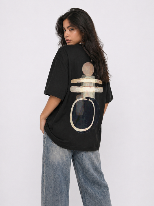 Cool Bee Echo Block Tee Black for Women - Black Oversized Graphic Tee Streetwear India - Back View
