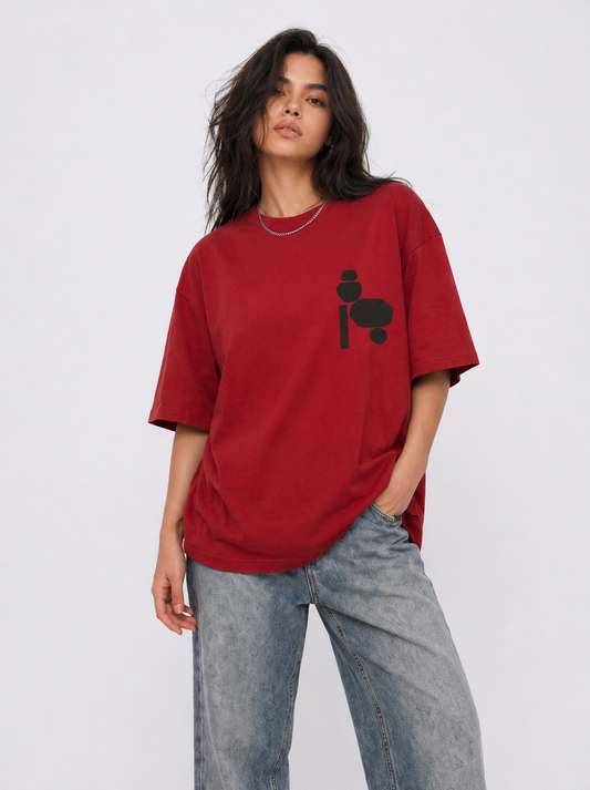 Cool Bee Zenith Tee Red for Women - Red Oversized Graphic Tee Streetwear India