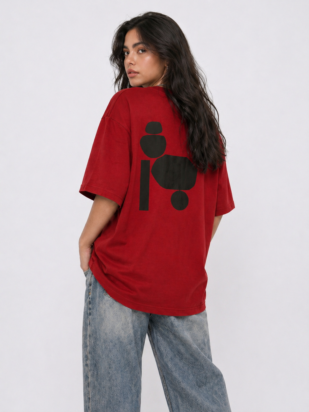 Cool Bee Zenith Tee Red for Women - Red Oversized Graphic Tee Streetwear India - Back View