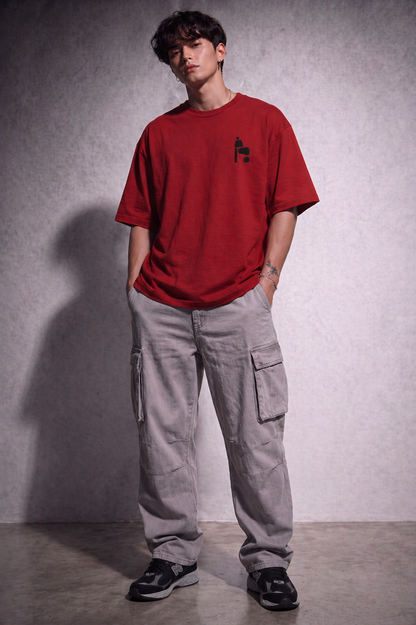 Cool Bee Zenith Tee Red for Men - Red Oversized Graphic Tee Streetwear India - Lifestyle View