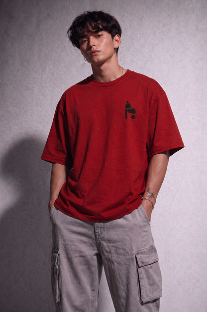 Cool Bee Zenith Tee Red for Men - Red Oversized Graphic Tee Streetwear India - Detail View