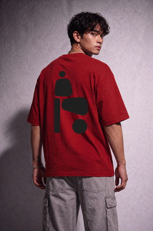 Cool Bee Zenith Tee Red for Men - Red Oversized Graphic Tee Streetwear India - Back View