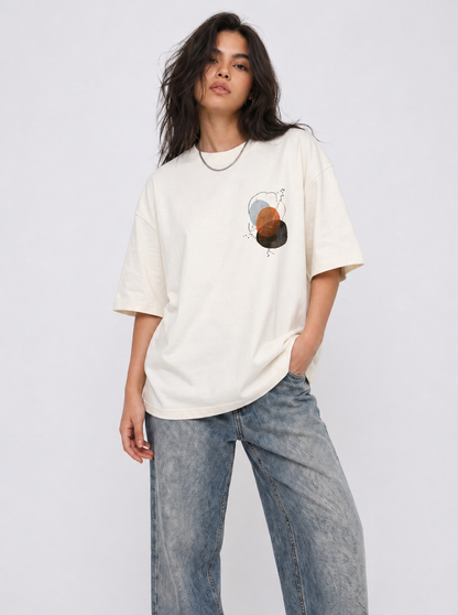 Cool Bee Luna Tee White for Women - White Oversized Graphic Tee Streetwear India - Lifestyle View