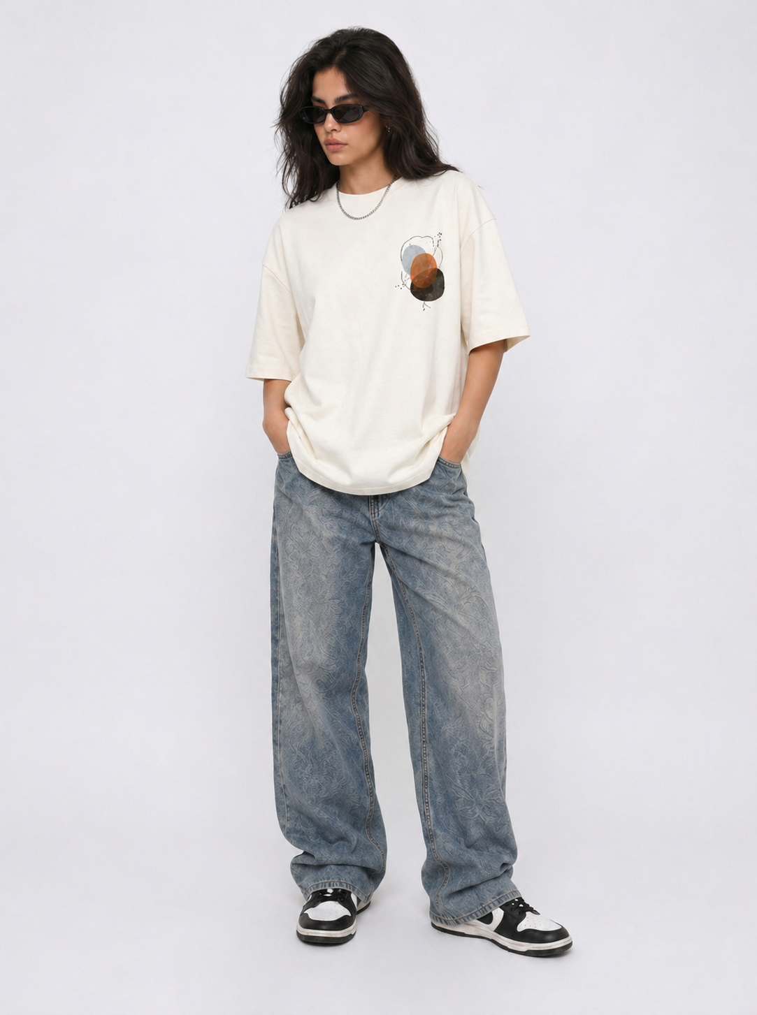 Cool Bee Luna Tee White for Women - White Oversized Graphic Tee Streetwear India - Detail View