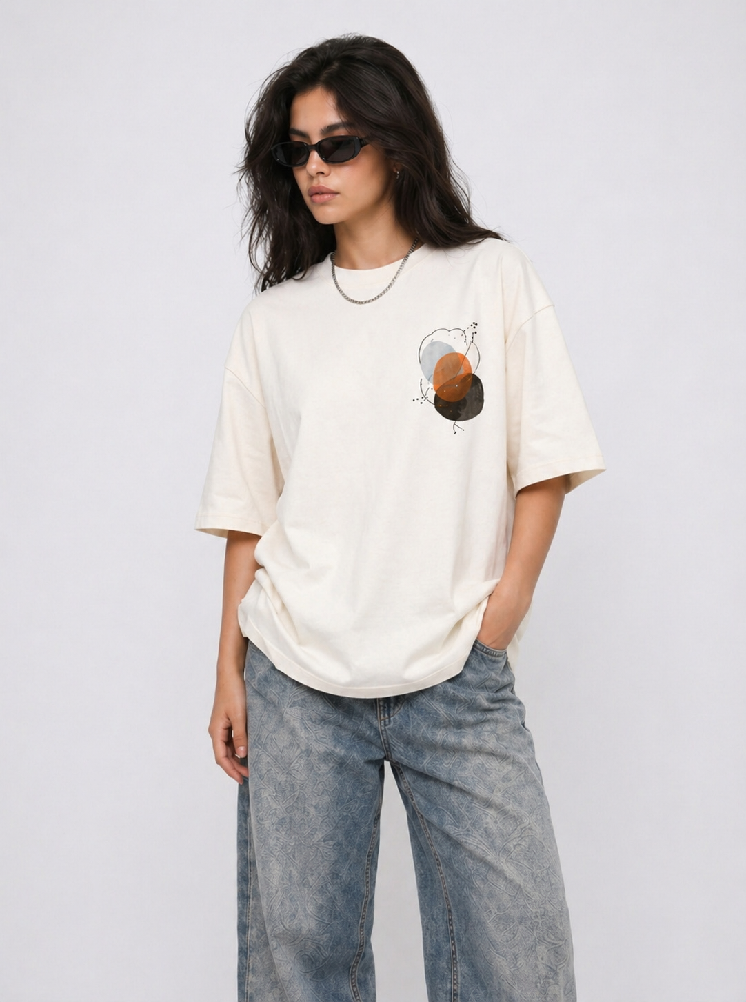Cool Bee Luna Tee White for Women - White Oversized Graphic Tee Streetwear India - Back View