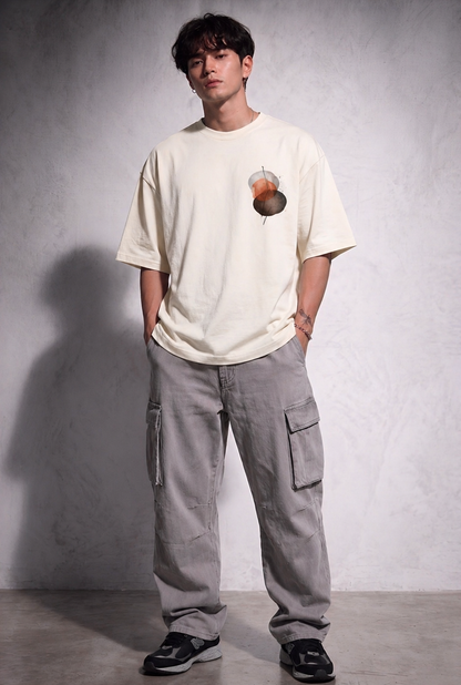 Cool Bee Dune orbit Tee white for Men - white Oversized Graphic Tee Streetwear India - Lifestyle View