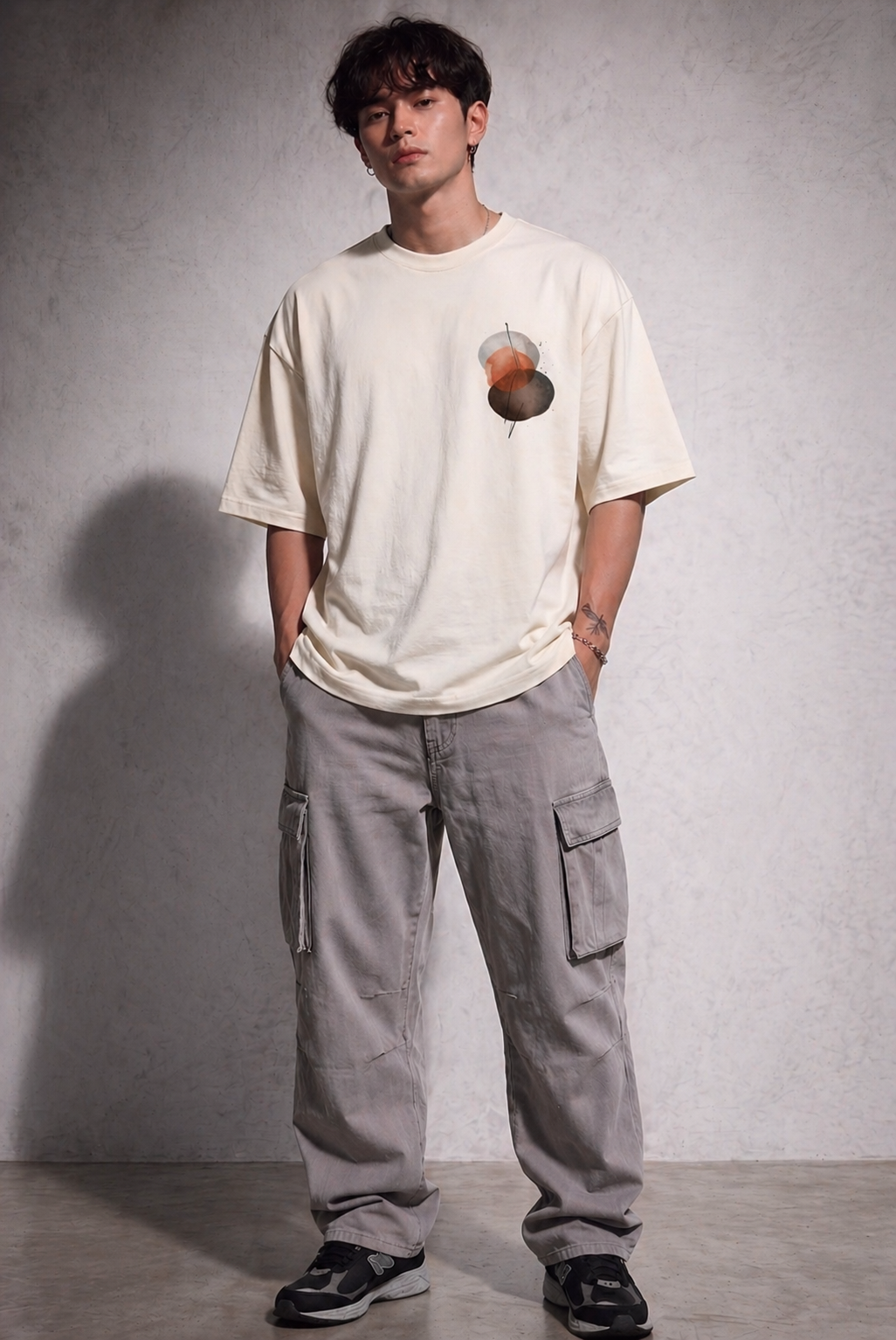 Cool Bee Dune orbit Tee white for Men - white Oversized Graphic Tee Streetwear India - Back View