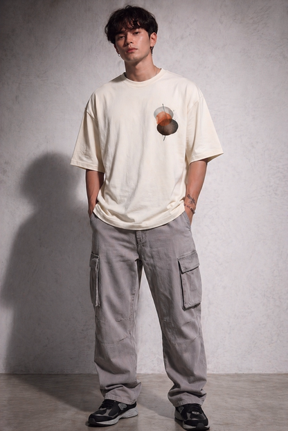 Cool Bee Dune orbit Tee white for Men - white Oversized Graphic Tee Streetwear India - Back View