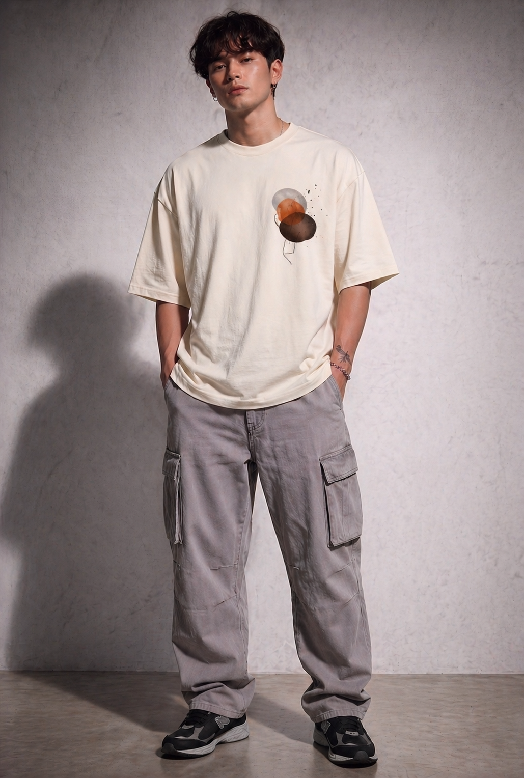 Cool Bee Dune Orbit Tee White for Men - White Oversized Graphic Tee Streetwear India