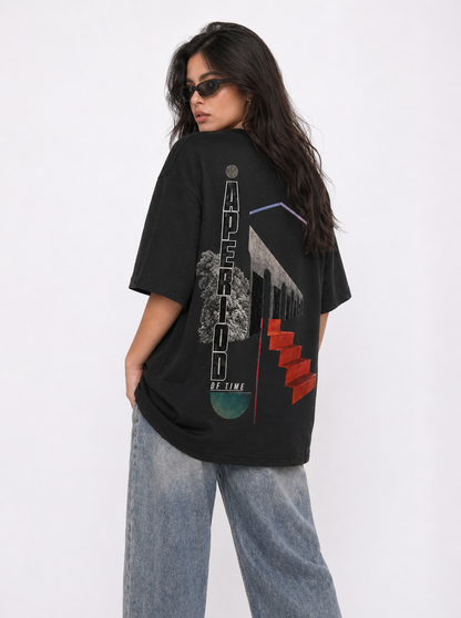 Cool Bee The Archway Tee Black for Women - Black Oversized Graphic Tee Streetwear India