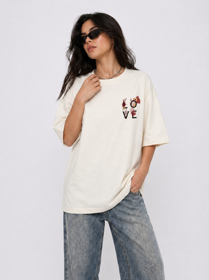 Cool Bee Nature Love Tee White for Women - White Oversized Graphic Tee Streetwear India - Lifestyle View
