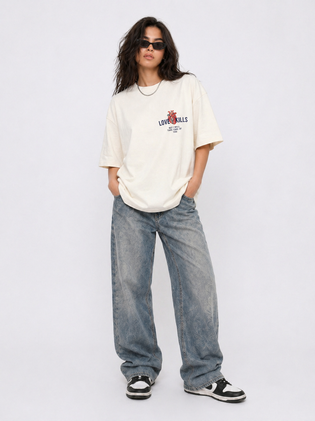 Cool Bee The Caretaker Tee White for Women - White Oversized Graphic Tee Streetwear India - Detail View
