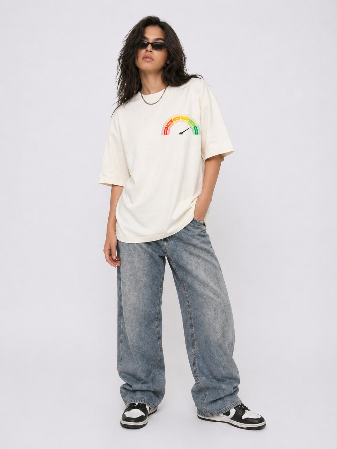 Cool Bee Apex Drive Graphic Tee White for Women - White Oversized Graphic Tee Streetwear India - Detail View