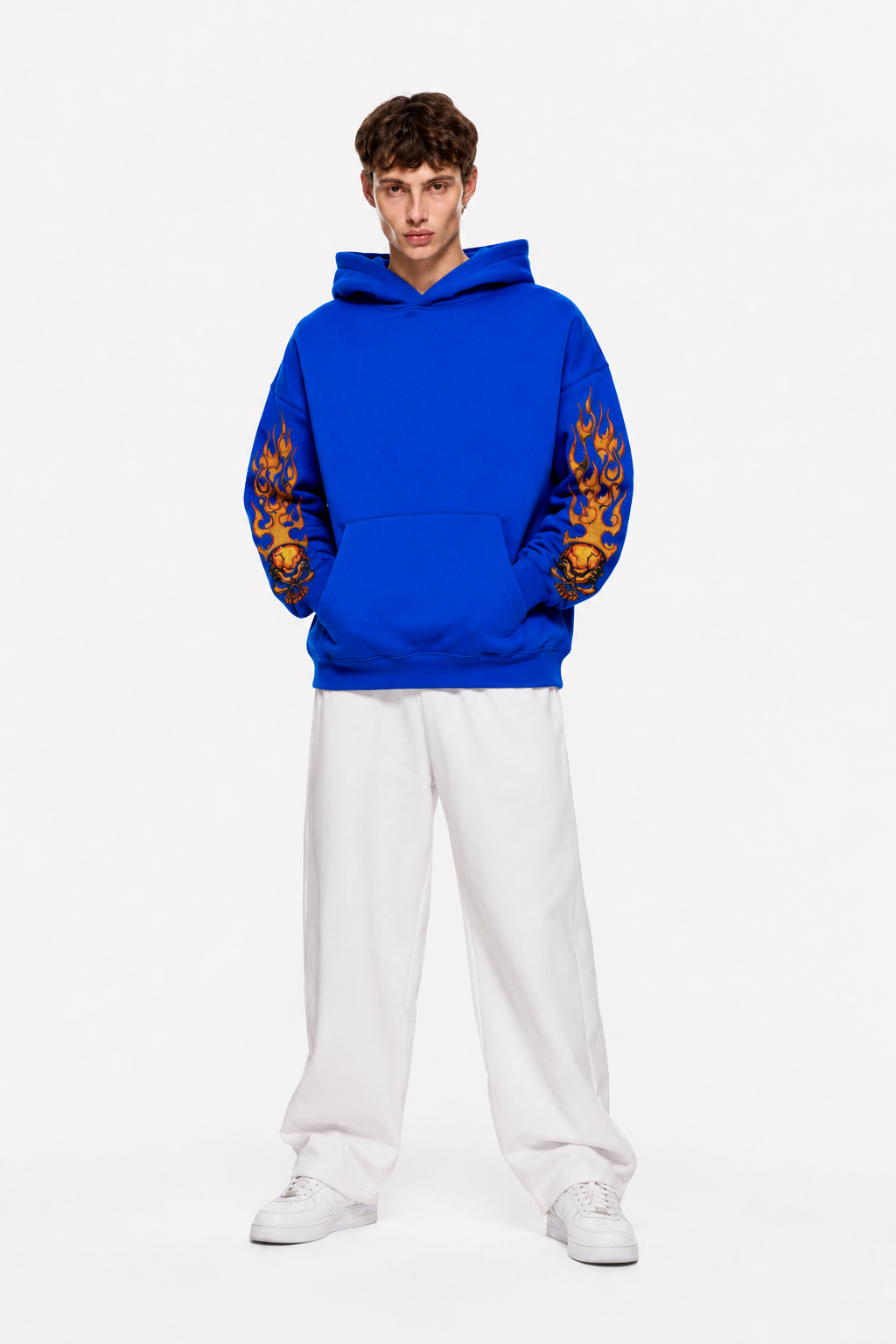 Hellfire Flame Hoodie Blue – Coolbee Store oversized hoodie, photo 3 of 5