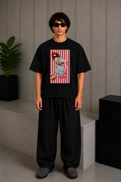 Cool Bee Diet Tee Black for Men - Black Oversized Graphic Tee Streetwear India - Back View