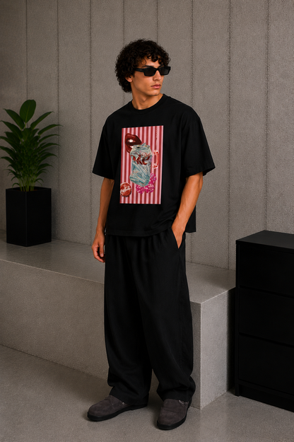 Cool Bee Diet Tee Black for Men - Black Oversized Graphic Tee Streetwear India - Lifestyle View