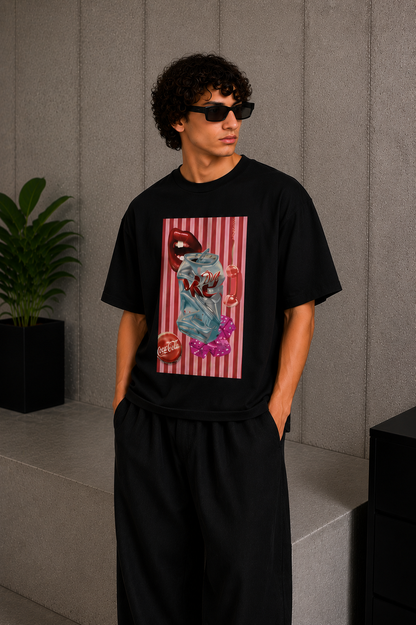 Cool Bee Diet Tee Black for Men - Black Oversized Graphic Tee Streetwear India
