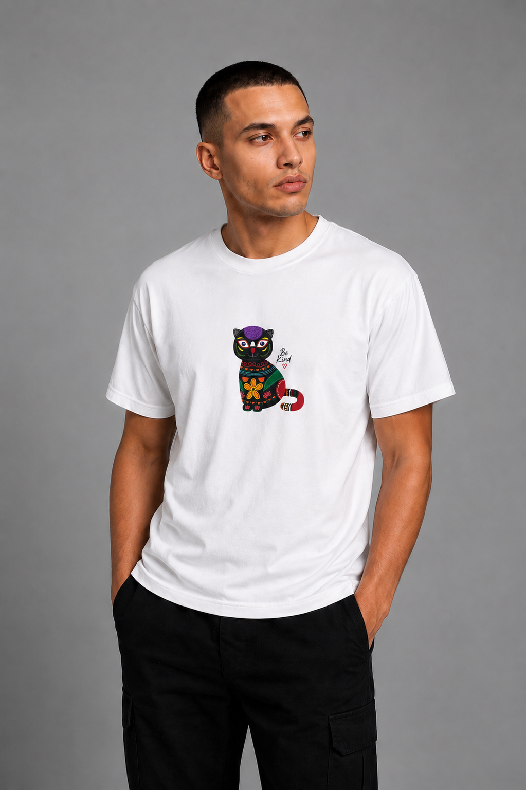 Cat Art Tee White
