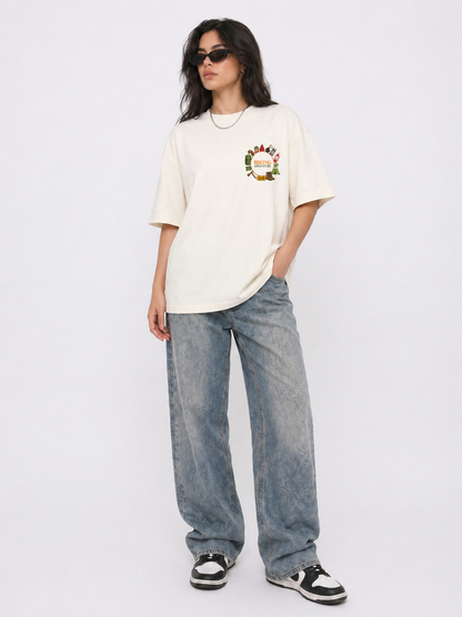 Cool Bee Hiking adventure Tee White for Women - White Oversized Graphic Tee Streetwear India - Lifestyle View