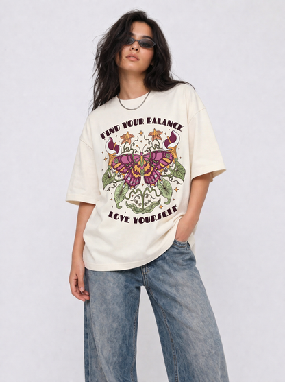 Cool Bee Butterfly Box Tee White for Women - White Oversized Graphic Tee Streetwear India - Lifestyle View
