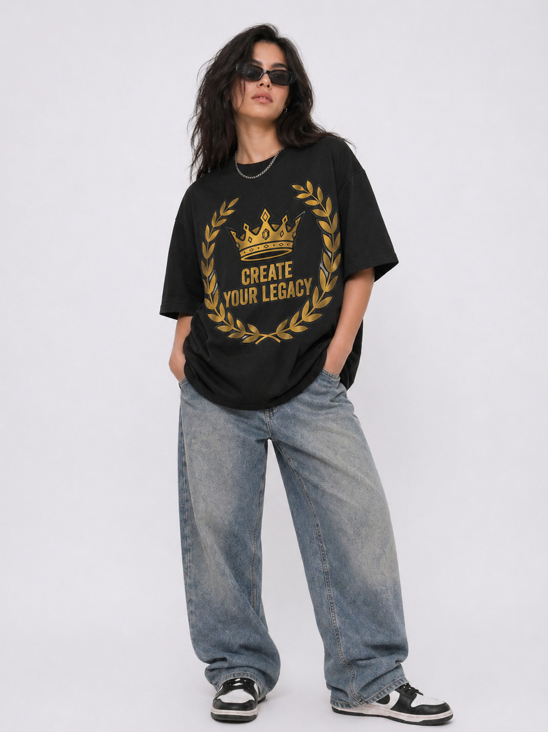 Cool Bee Regent Tee Black for Women - Black Oversized Graphic Tee Streetwear India - Back View