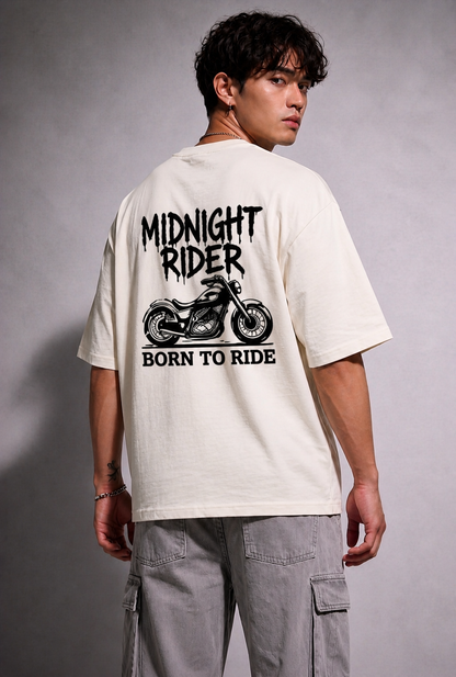 Cool Bee Midnight Rider Tee white for Men - white Oversized Graphic Tee Streetwear India - Lifestyle View