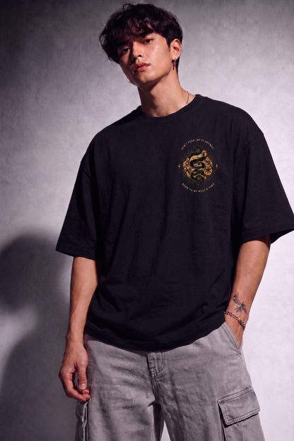 Cool Bee Born To Be Wild Tee Black for Men - Black Oversized Graphic Tee Streetwear India