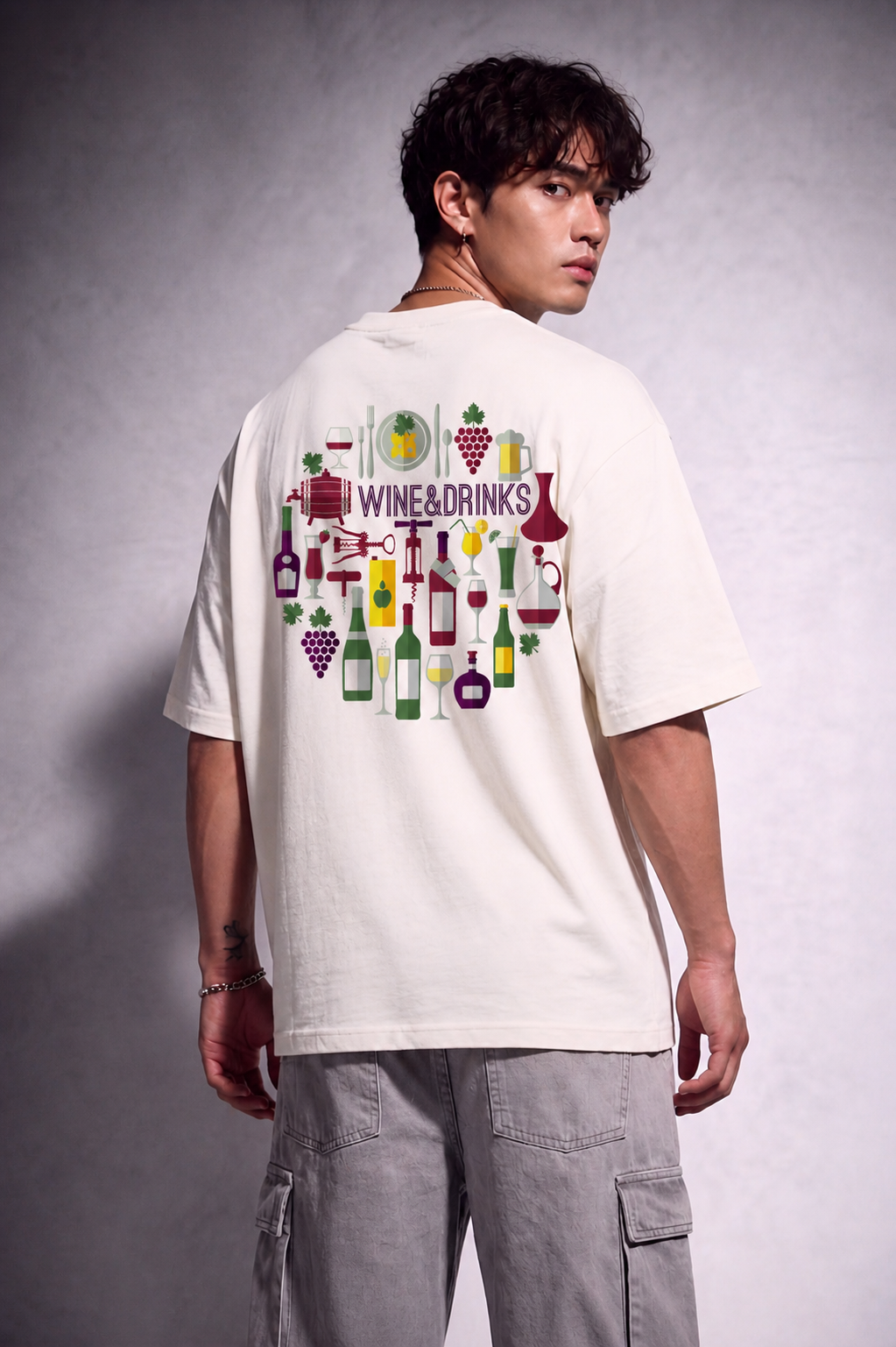 Cool Bee Party Vibe Tee White for Men - White Oversized Graphic Tee Streetwear India - Lifestyle View
