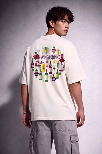 Cool Bee Party Vibe Tee White for Men - White Oversized Graphic Tee Streetwear India - Lifestyle View
