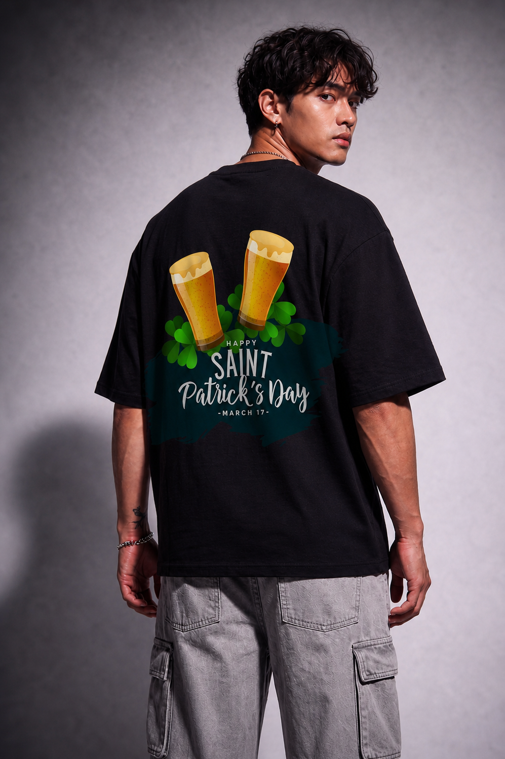 Cool Bee Pool Party Tee Black for Men - Black Oversized Graphic Tee Streetwear India - Lifestyle View