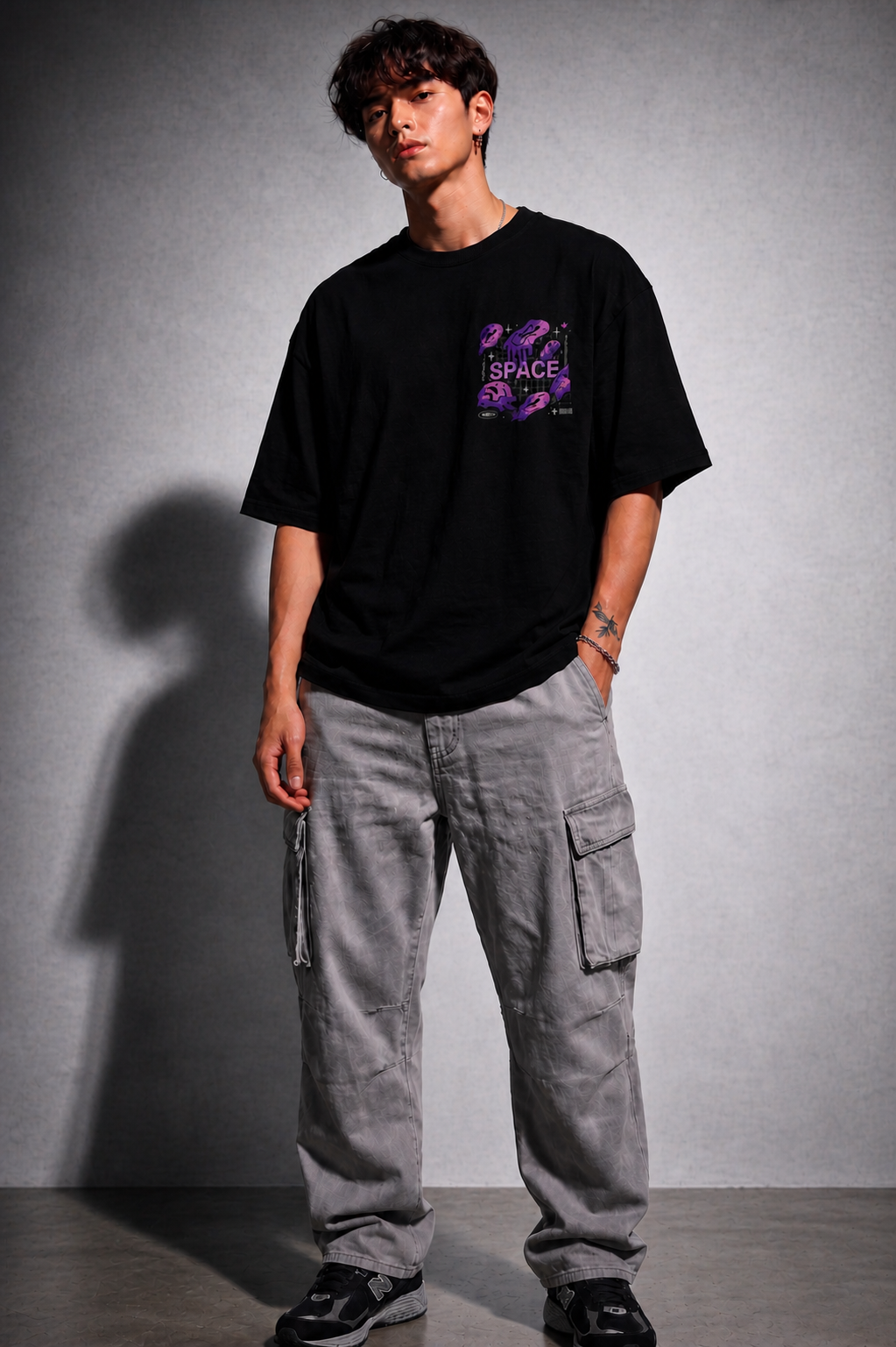 Cool Bee Melting Space Tee Black for Men - Black Oversized Graphic Tee Streetwear India - Back View